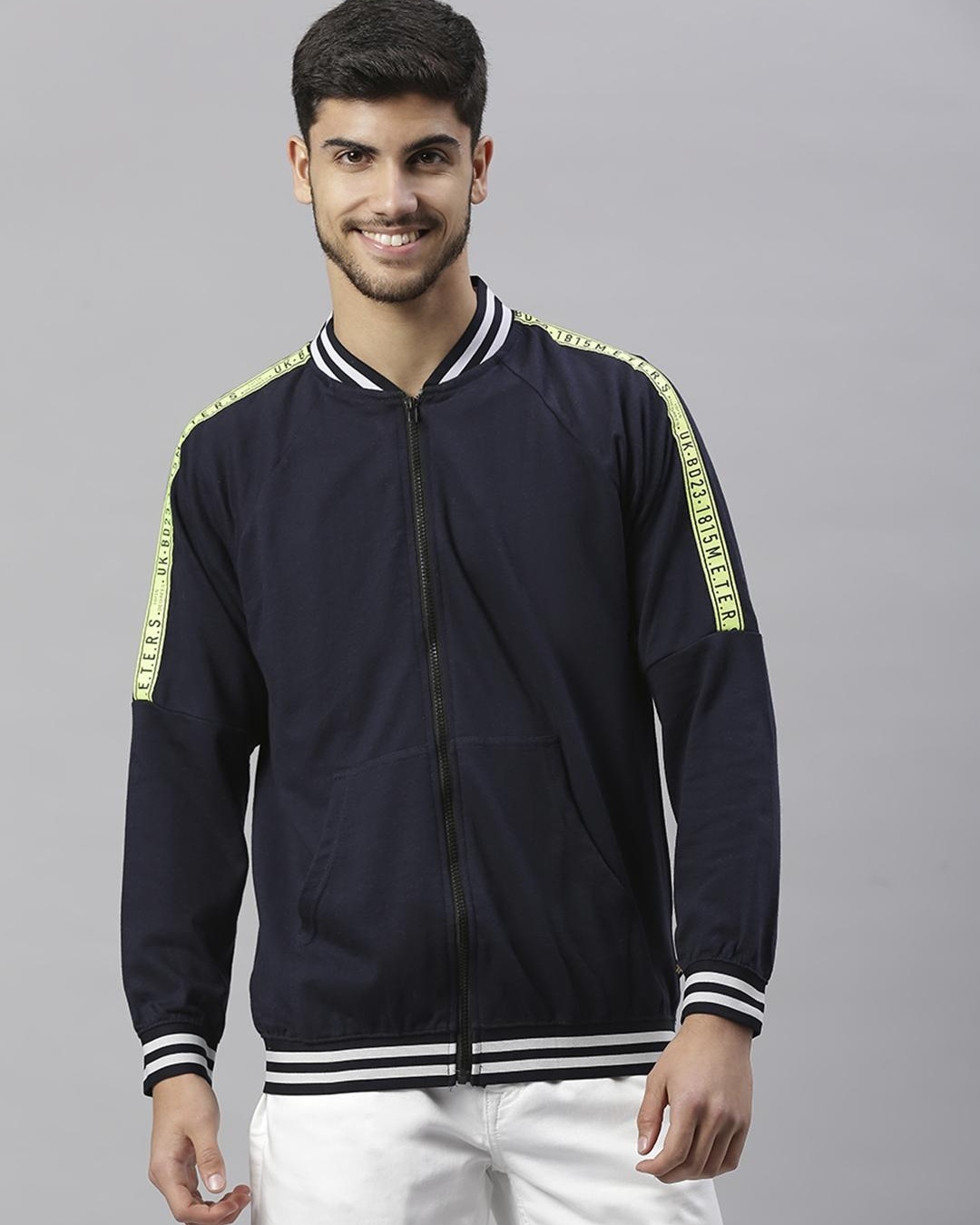 Buy Men's Blue Typography Jacket Online at Bewakoof