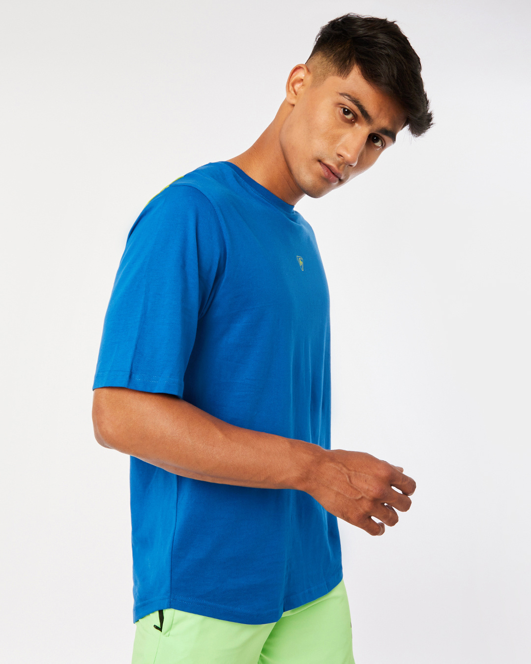 Shop Men's Blue Typography Oversized Fit T-shirt-Back