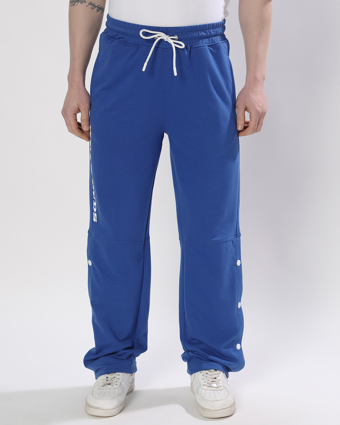 Shop Men's Blue Typography Relaxed Fit Track Pants-Back