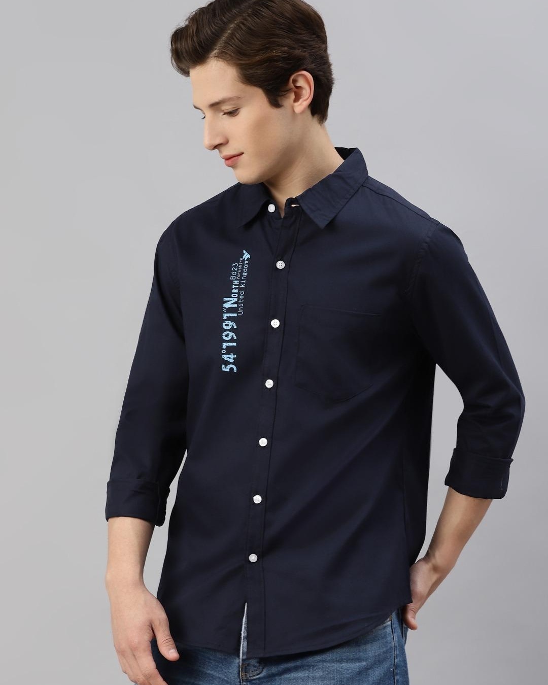 Shop Men's Blue Typography Shirt-Back