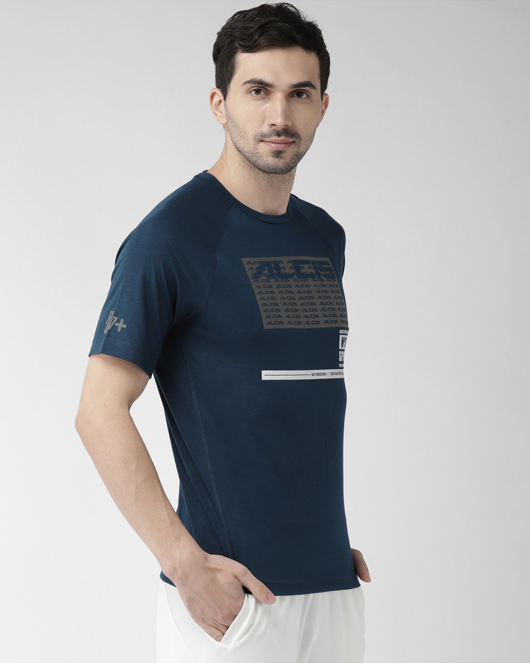 Shop Men's Blue Typography Slim Fit T-shirt-Back