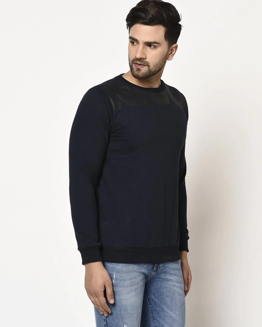 Shop Men's Blue Typography Sweatshirt-Back