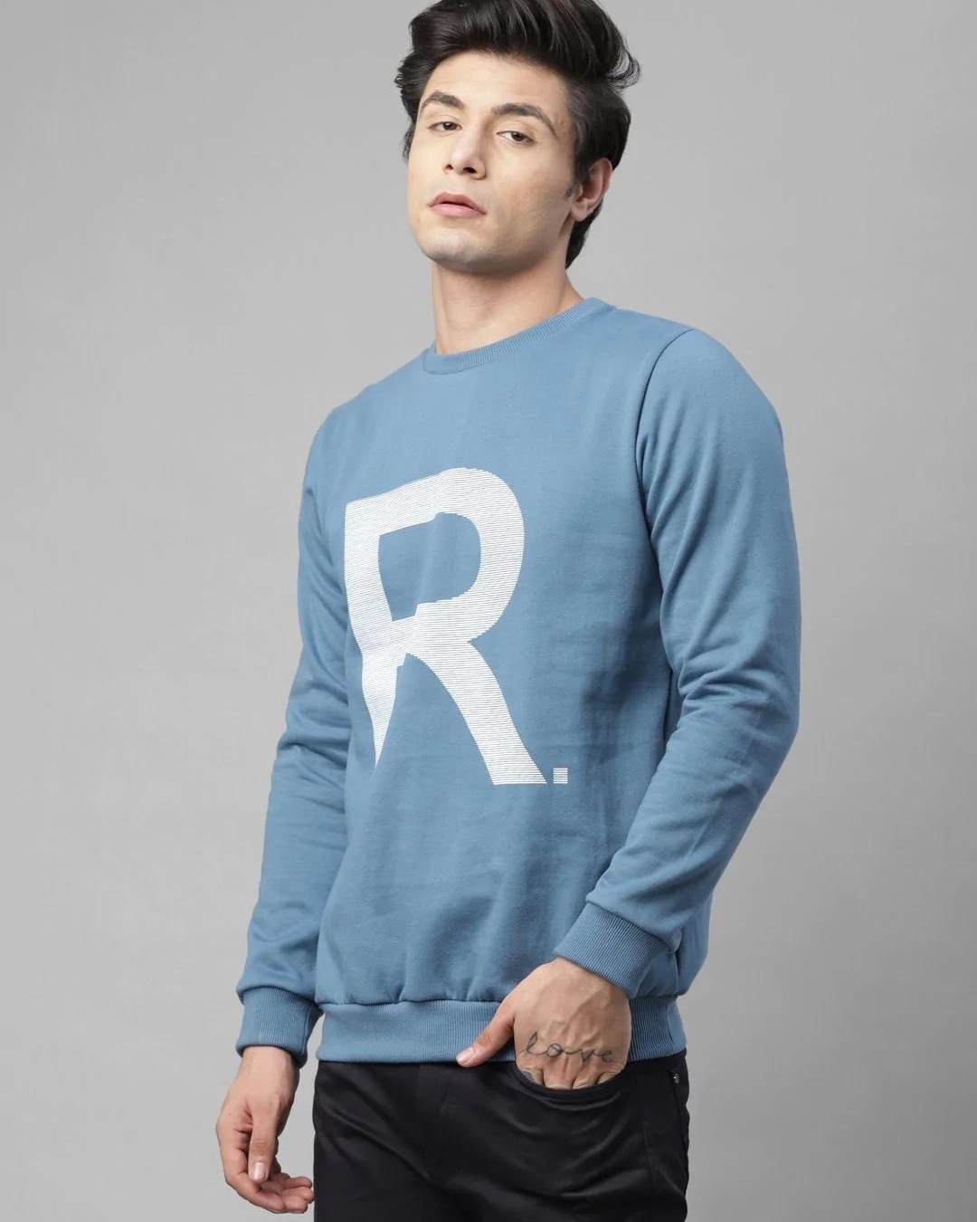 Shop Men's Blue Typography Sweatshirt-Back