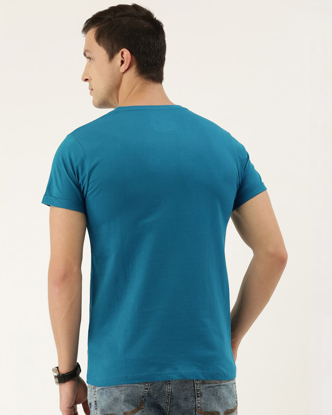 Shop Men's Blue Typography T-shirt-Back