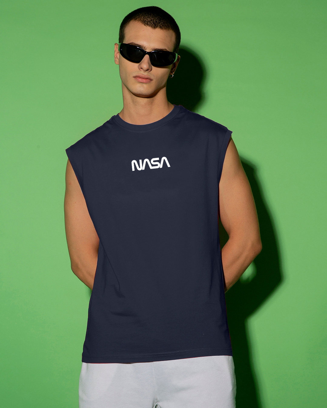Shop Men's Blue Universal Astro Graphic Printed Boxy Fit Vest-Back