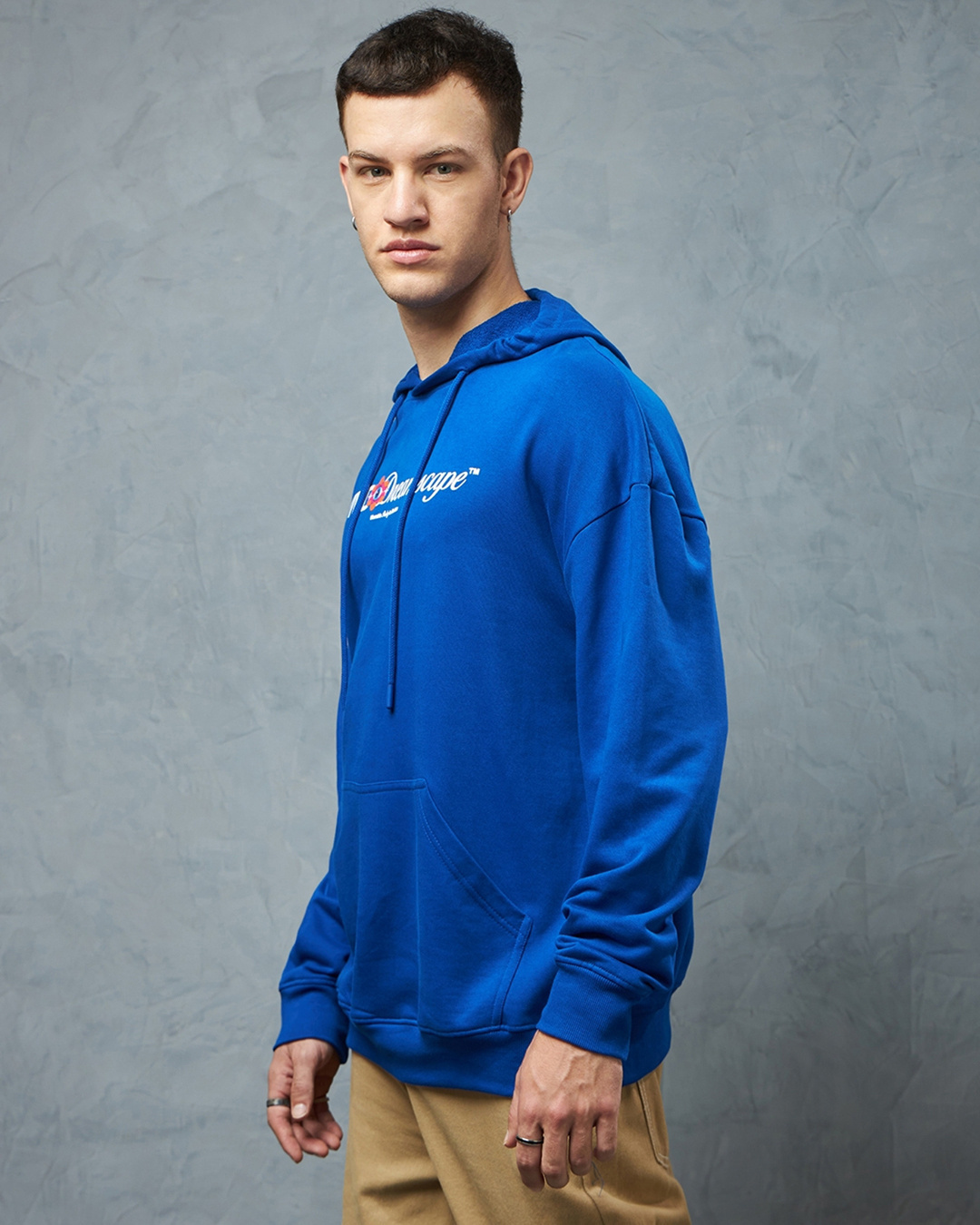 Shop Men's Blue Vivid Typography Oversized Hoodies-Back