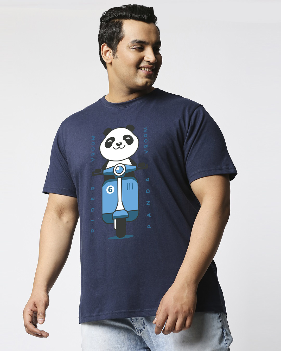 Shop Men's Blue Vroom Panda Graphic Printed Plus Size T-shirt-Back