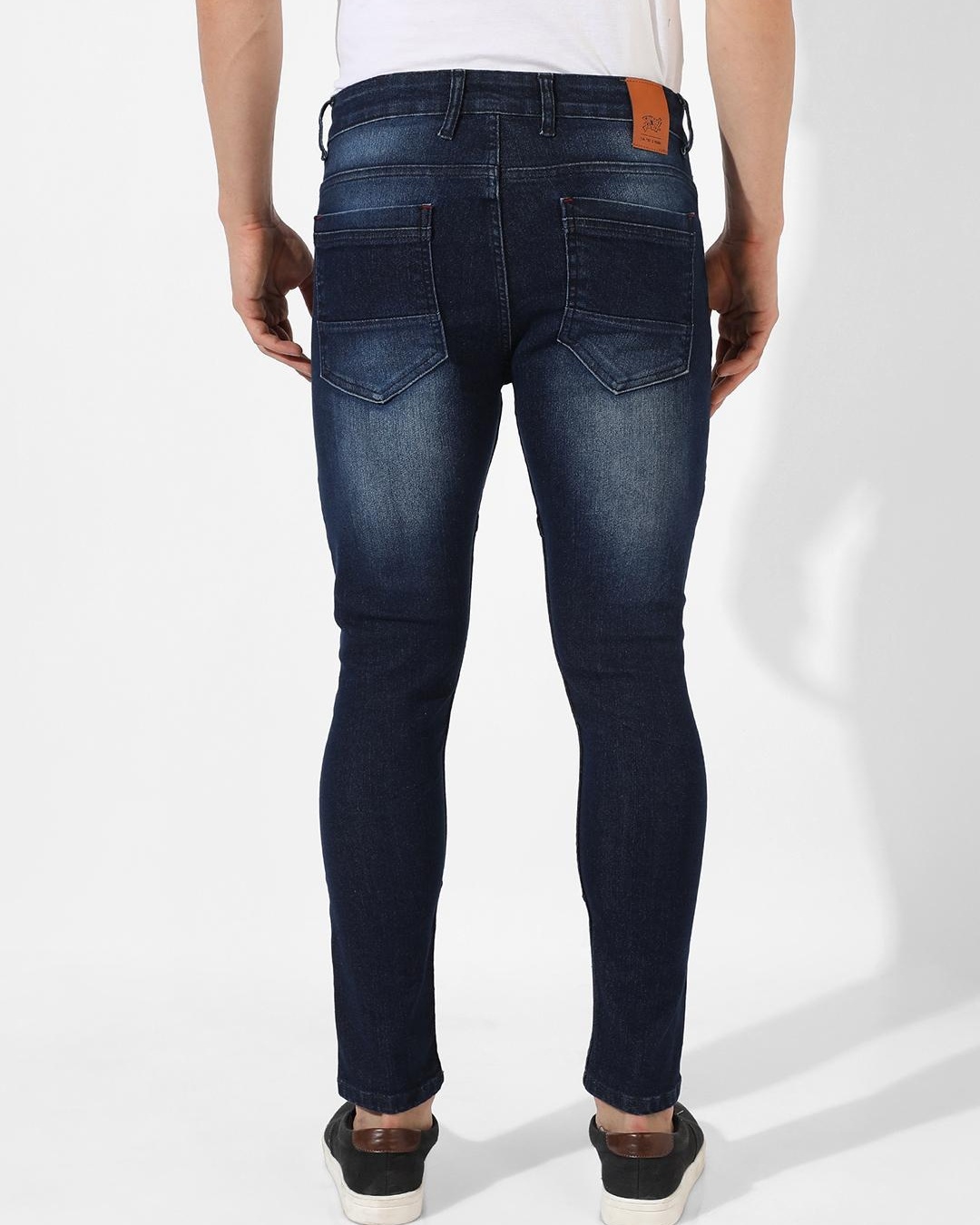 Buy Men's Blue Washed Distressed Jeans Online at Bewakoof