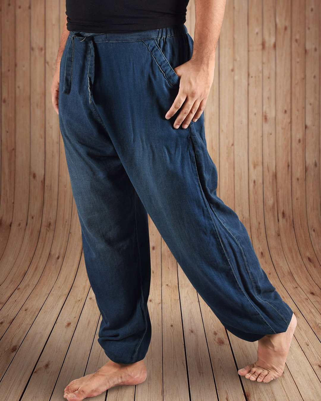 Buy Men's Blue Washed Free Size Harem Pants Online at Bewakoof