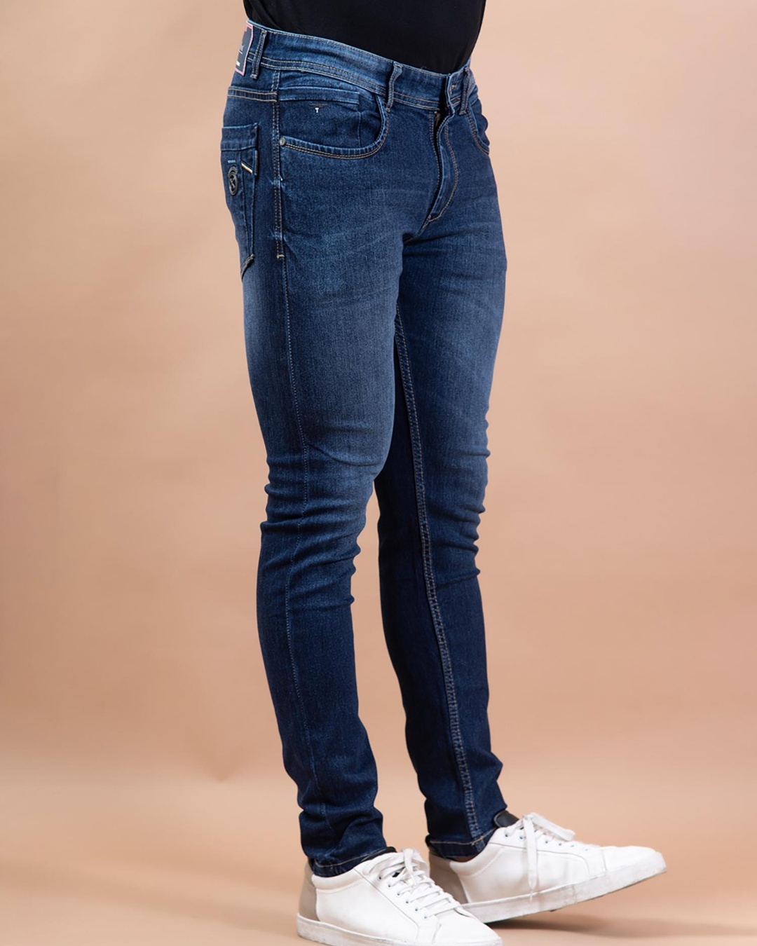 Shop Men's Blue Washed Jeans-Back