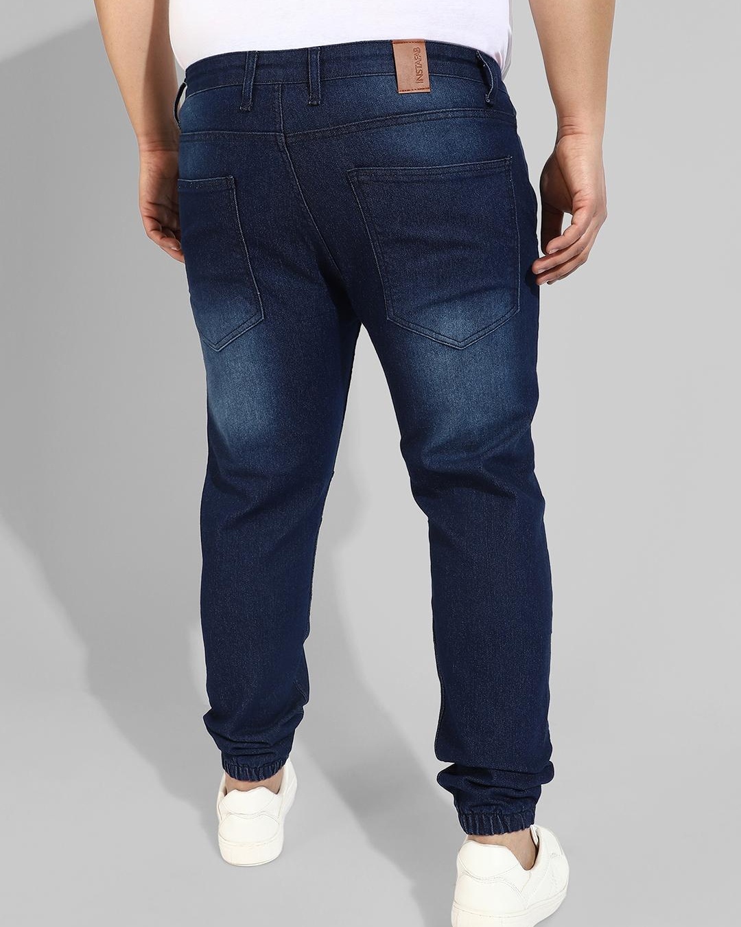 Shop Men's Blue Washed Jeans-Back