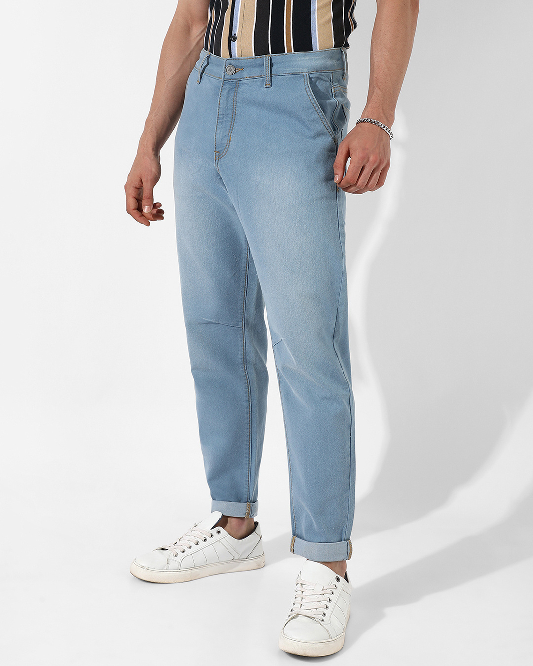 Shop Men's Blue Washed Jeans-Back
