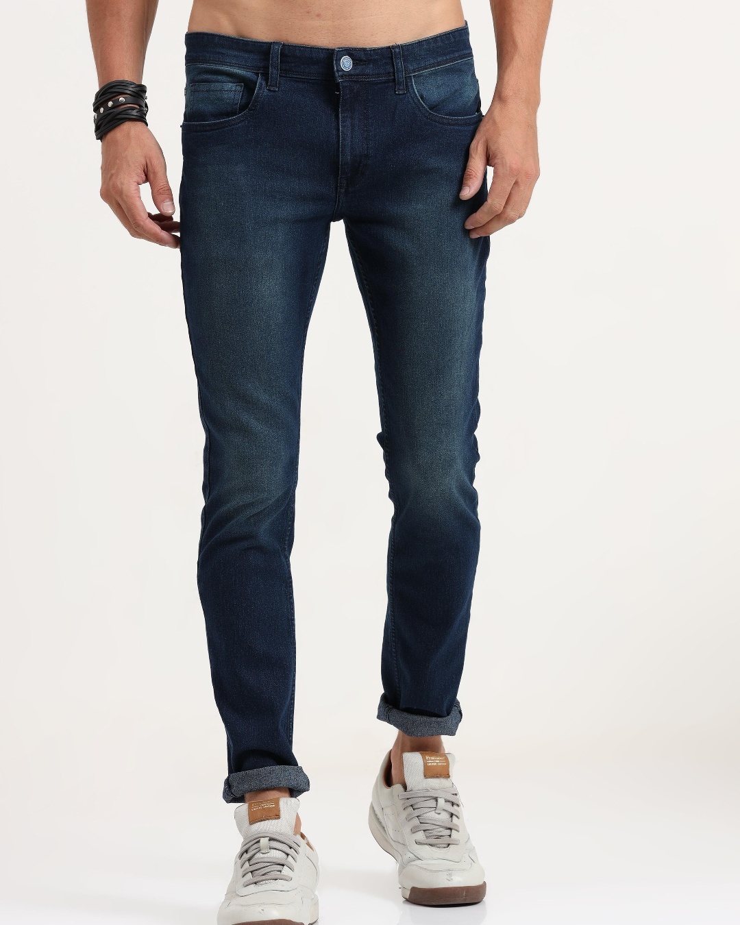 Buy Men's Blue Washed Skinny Fit Jeans Online at Bewakoof