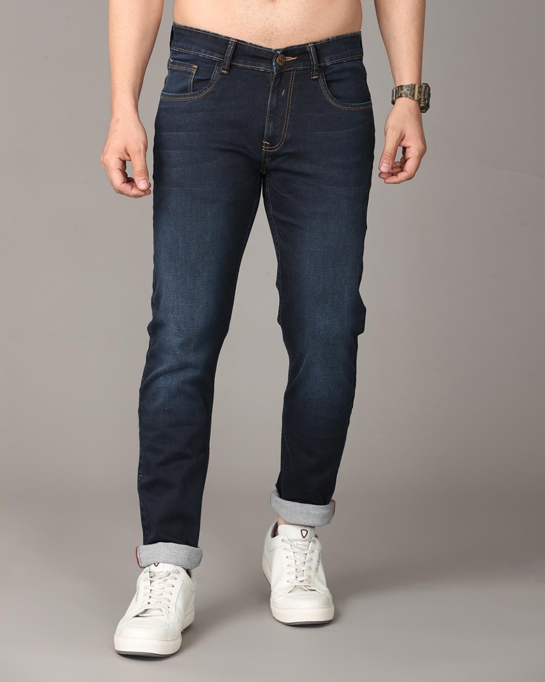 Buy Men's Blue Washed Slim Fit Jeans Online at Bewakoof