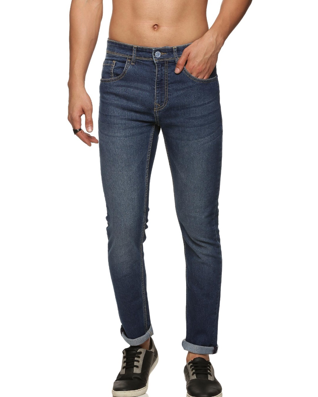 Buy Men's Blue Washed Slim Fit Jeans Online at Bewakoof