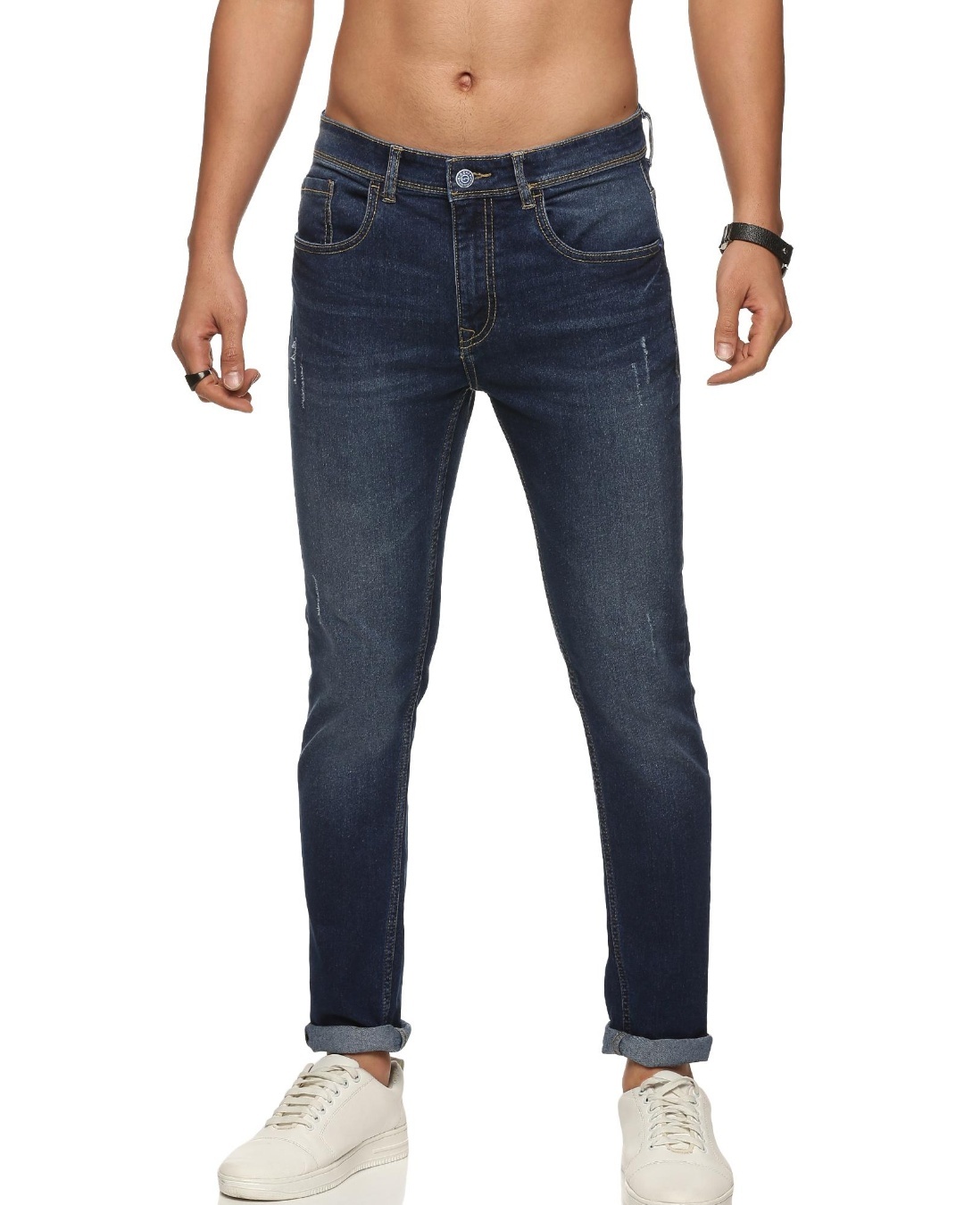 Buy Men's Blue Washed Slim Fit Jeans Online at Bewakoof