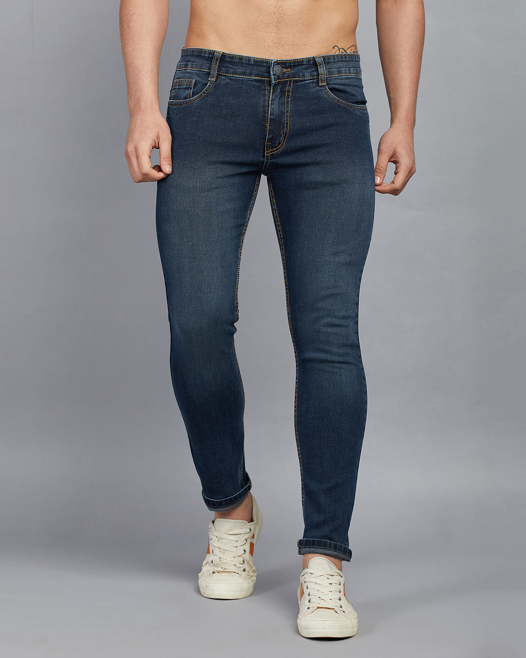 Men’s Slim Fit Washed Blue Jeans – All-Season Stylish Comfort