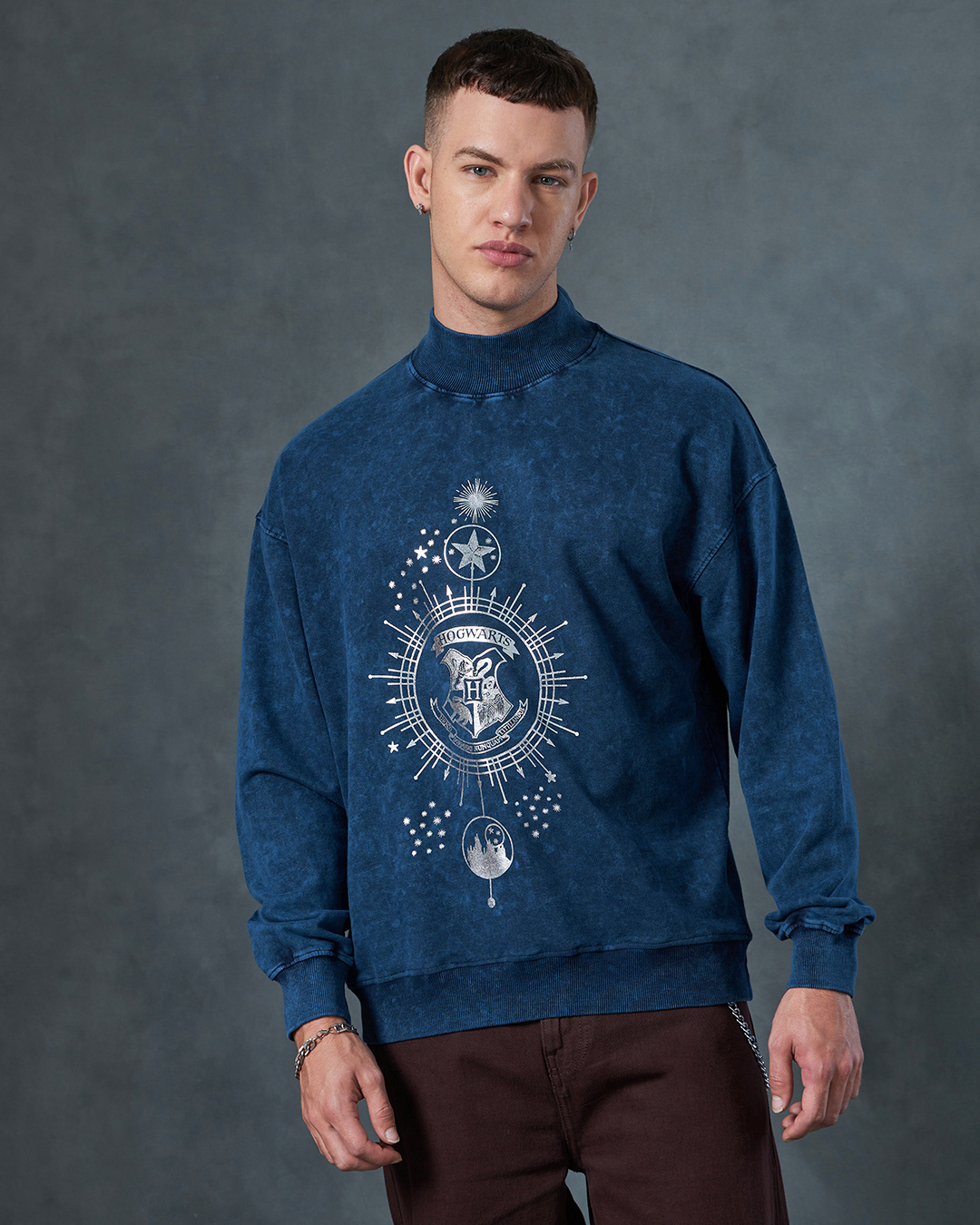 Shop Men's Blue Welcome Home Graphic Printed Oversized Sweatshirt-Back