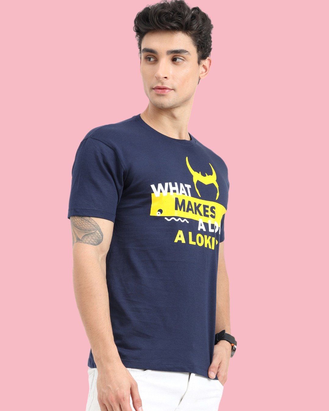 Shop Men's Blue What Makes A Loki Typography T-shirt-Back