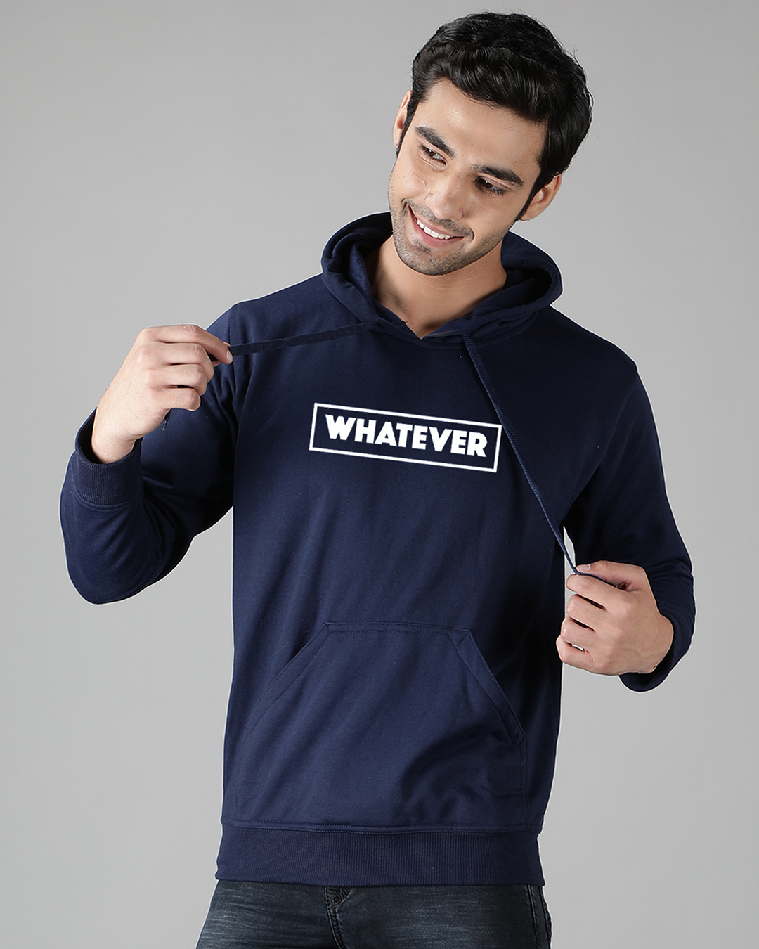 Shop Men's Blue Whatever Hoodie Sweatshirt-Back