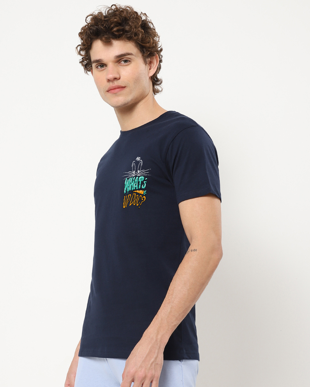 Shop Men's Blue What's Up Doc Graphic Printed T-shirt Navy-Back