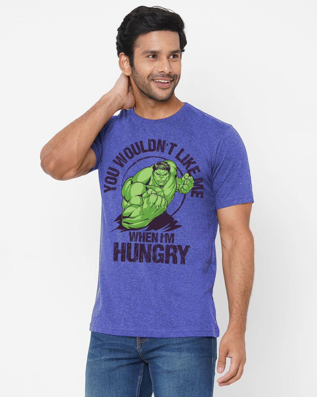 Shop Men's Blue When I'm Hungry Graphic Printed T-shirt-Back