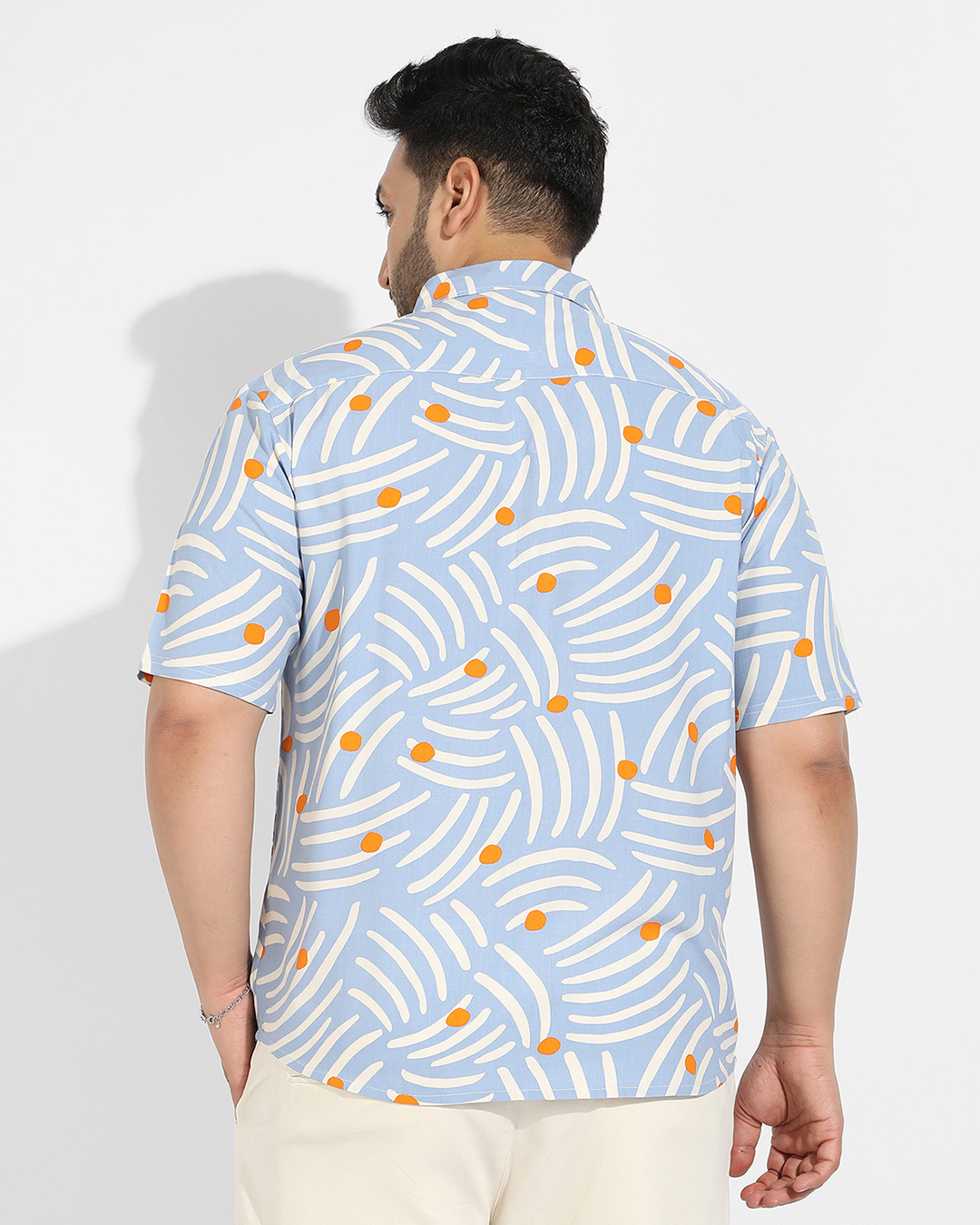 Shop Men's Blue & White All Over Printed Oversized Shirt-Back