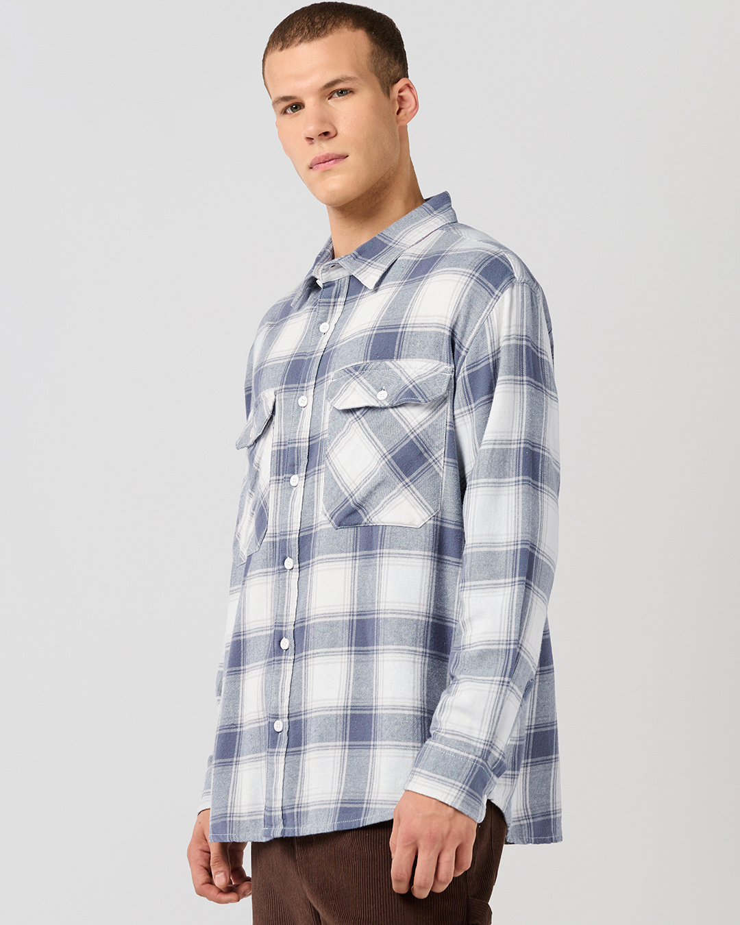 Shop Men's Blue & White Checked Oversized Shirt-Back