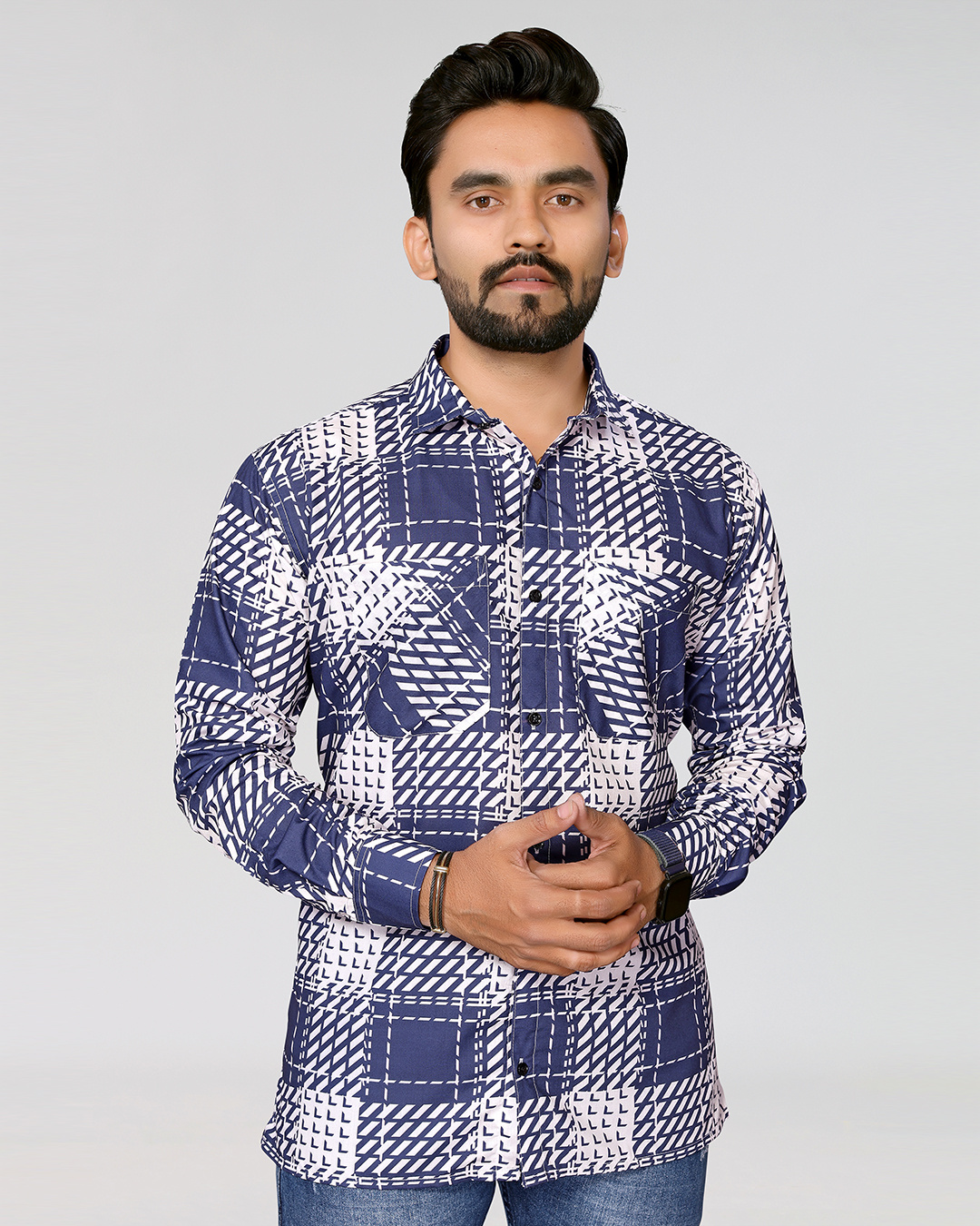 Buy men s blue white checked relaxed fit shirt online at bewakoof