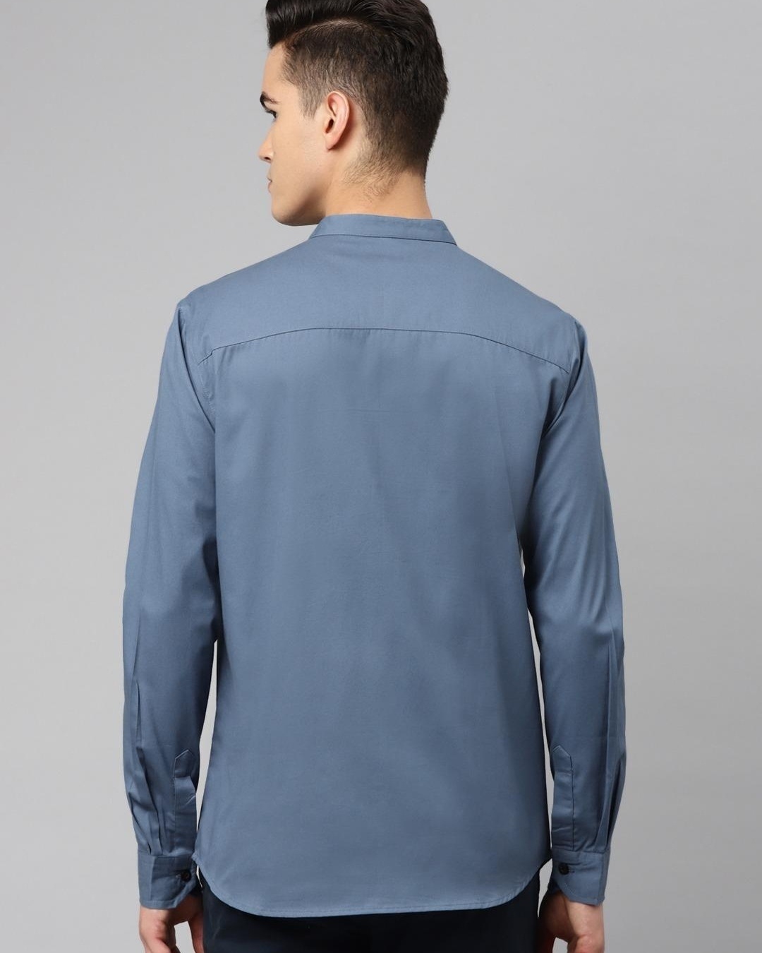 Shop Men's Blue & White Color Block Shirt-Back