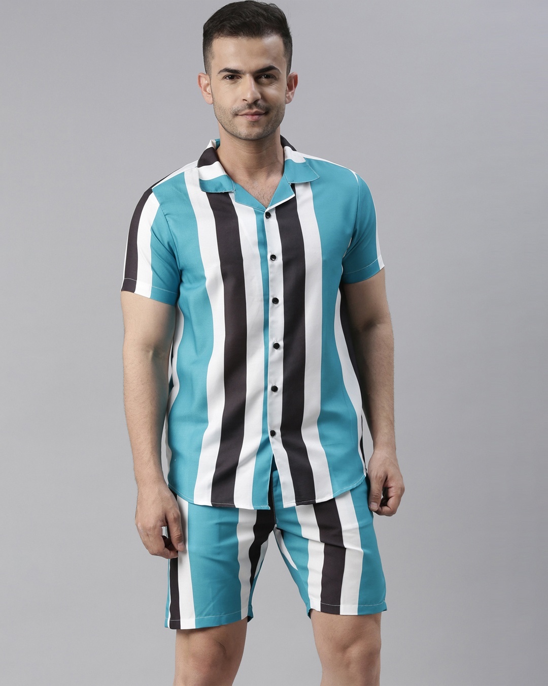 Buy Men's Blue & White Striped Co-ord Set Online in India at Bewakoof