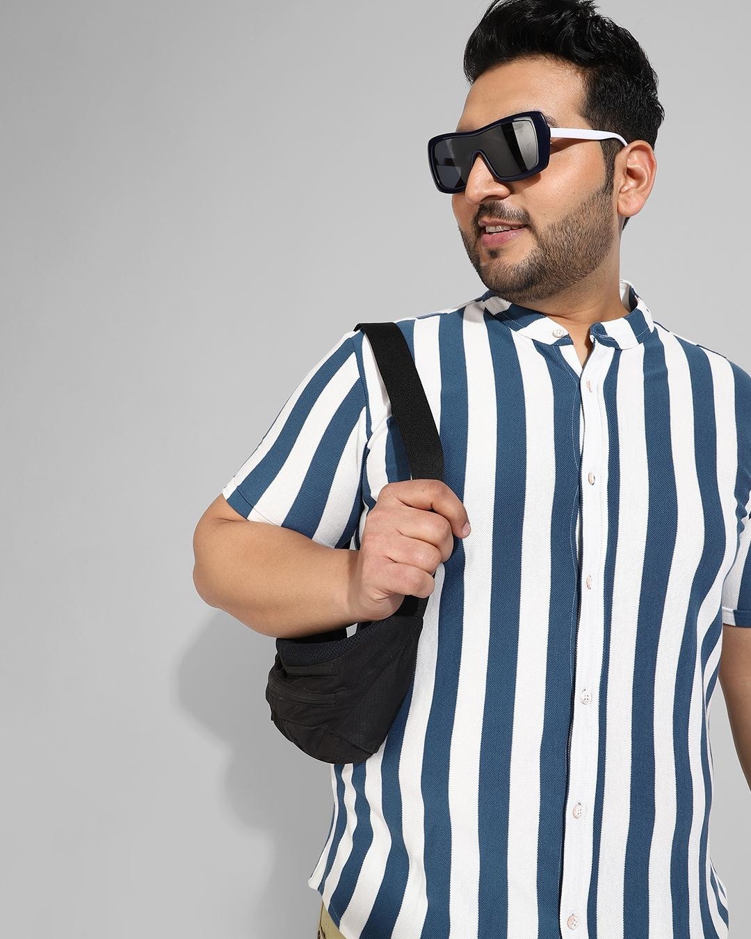 Buy Men s Blue White Striped Plus Size Shirt Online At Bewakoof