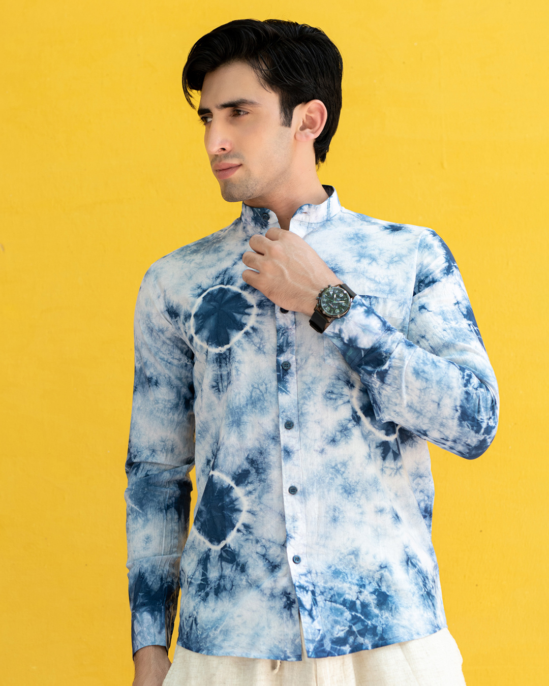 Buy Men's Blue & White Tie & Dye Shirt Online at Bewakoof