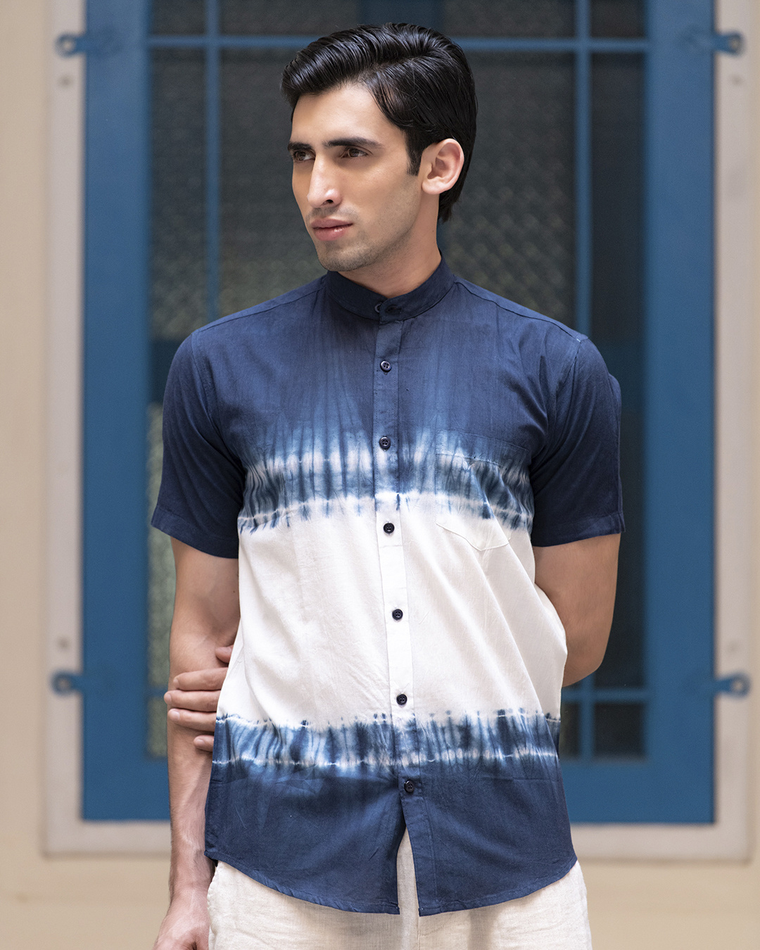 mens pink and blue tie dye shirt