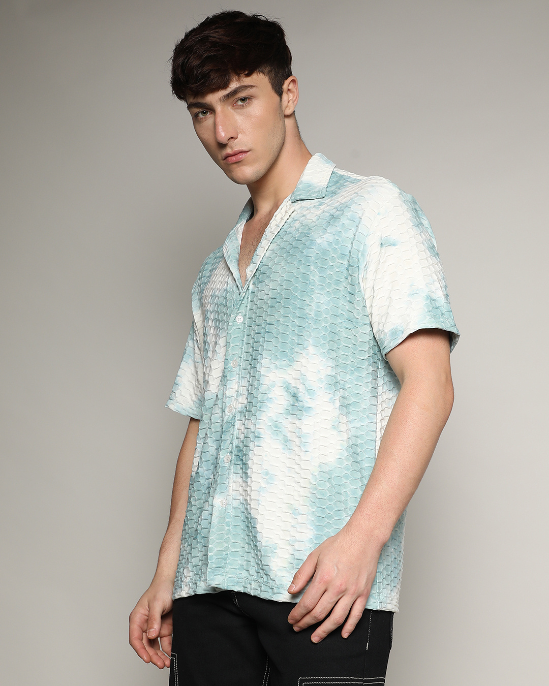 mens red white and blue tie dye shirt