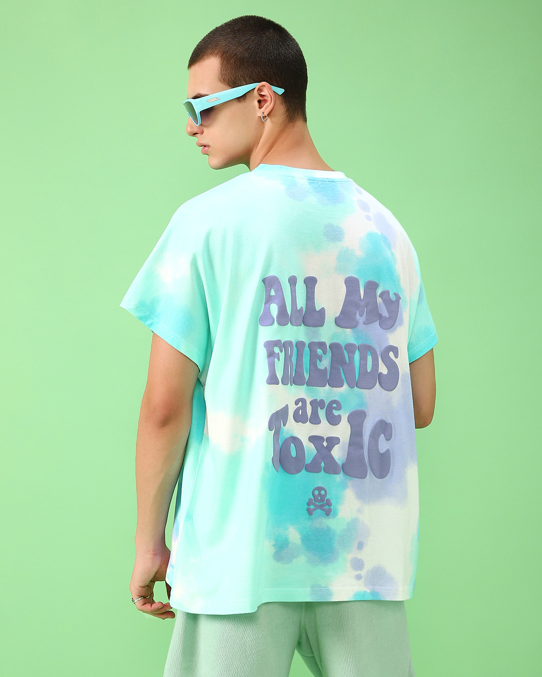 Buy Mens Blue And White Toxic Tie And Dye Super Loose Fit T Shirt Online