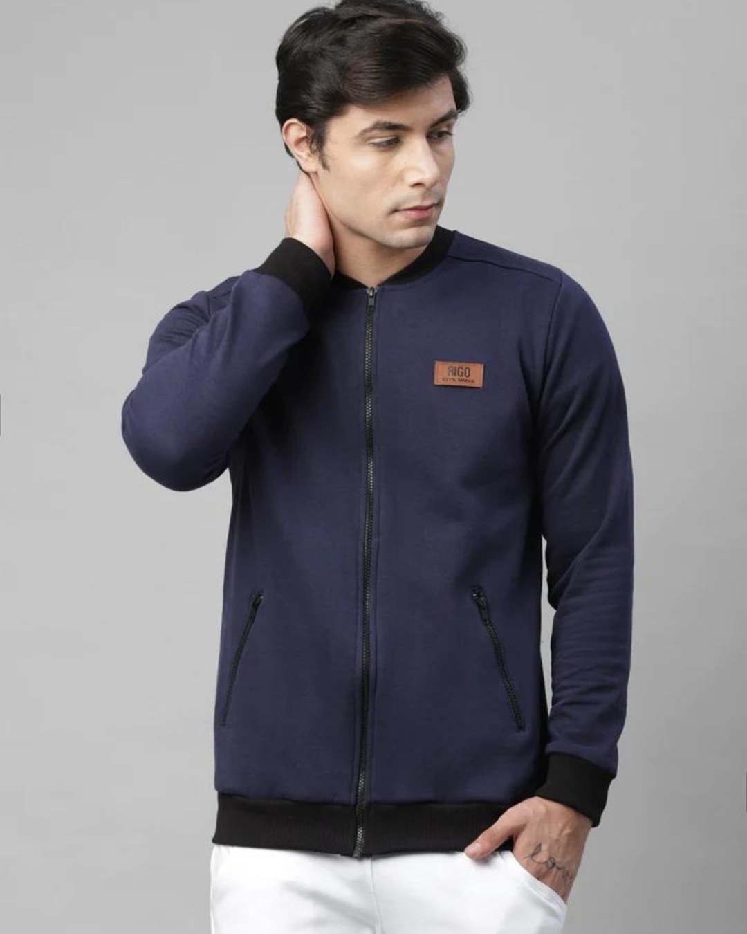 Buy Men's Blue Zipped Jacket Online at Bewakoof