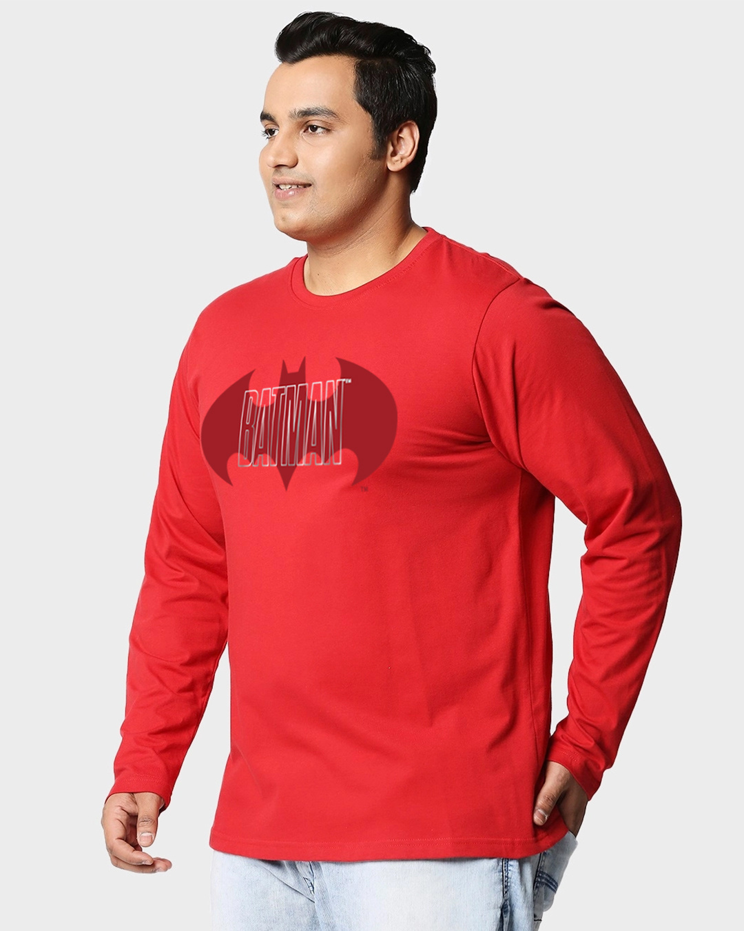Shop Men's Bold Red Batman Logo Graphic Printed Plus Size T-shirt-Back