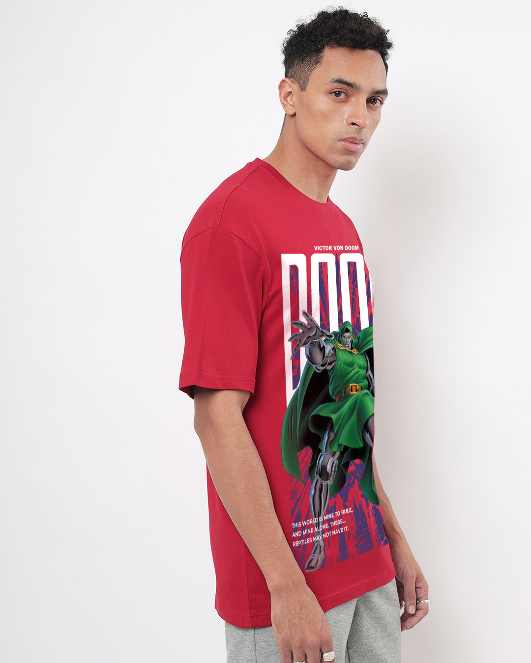 Shop Men's Bold Red Doom Graphic Printed Oversized T-shirt-Back