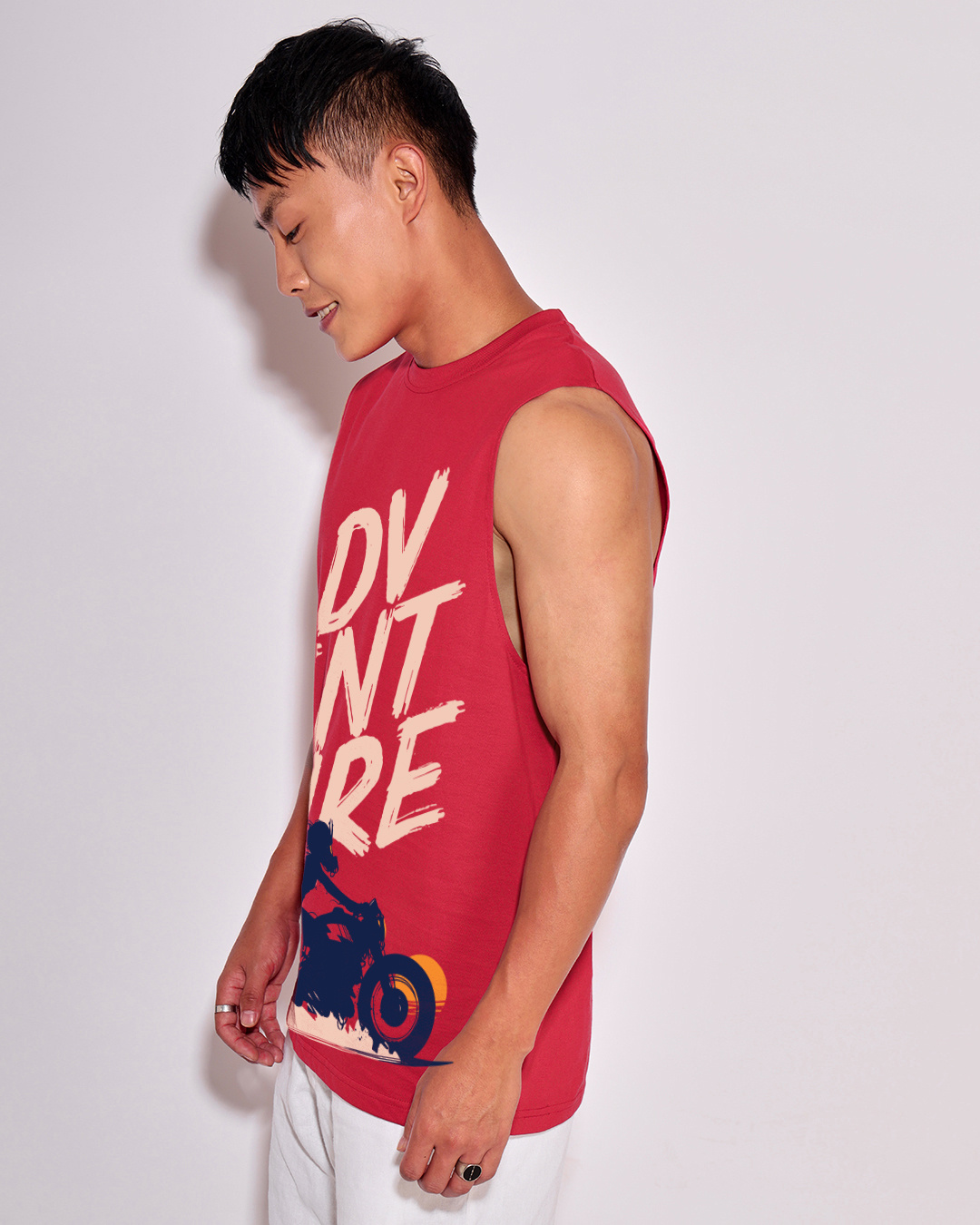 Shop Men's Bold Red Moon Rider Graphic Printed Boxy Fit Vest-Back
