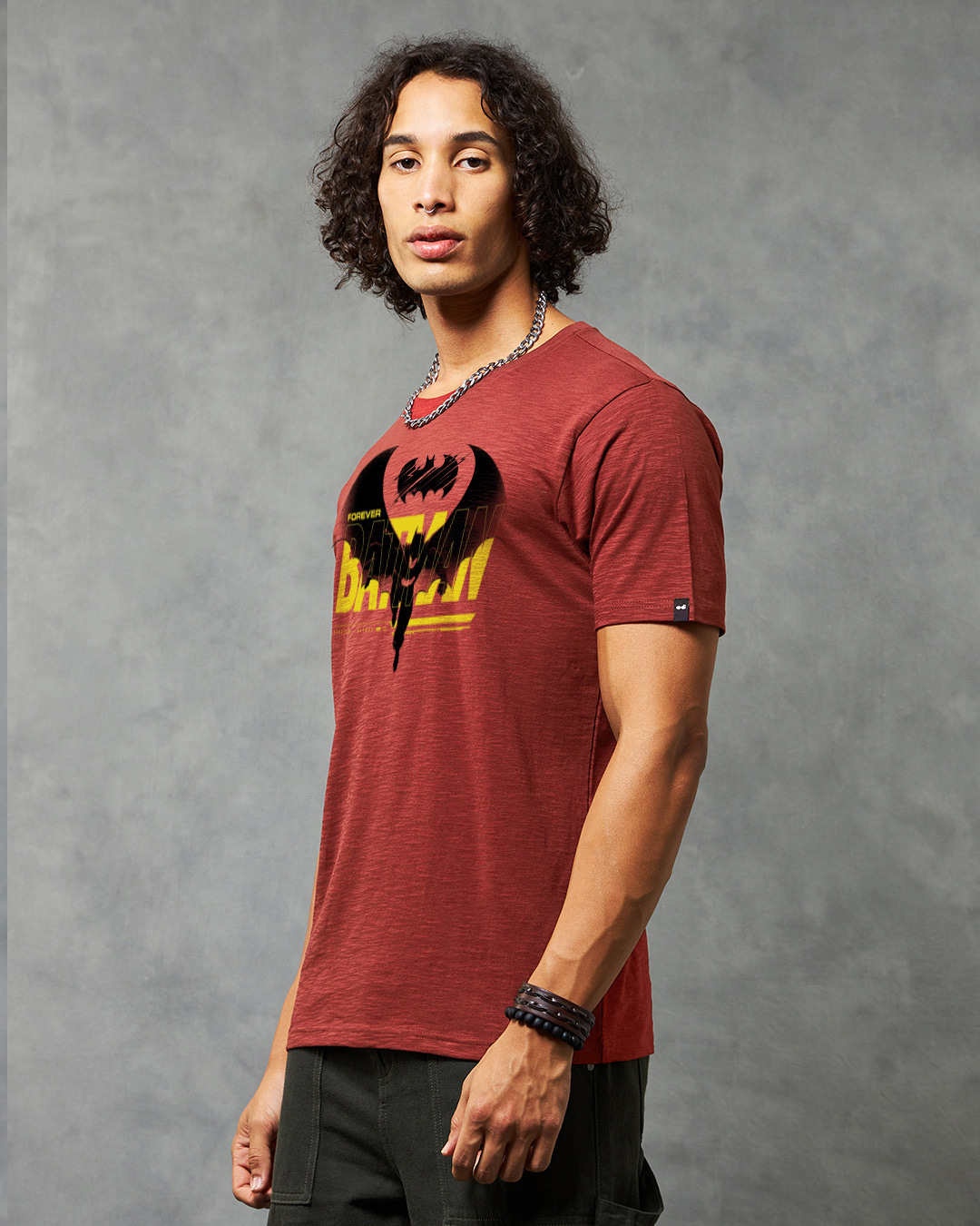 Shop Men's Brick Red Forever Batman Graphic Printed T-shirt-Back