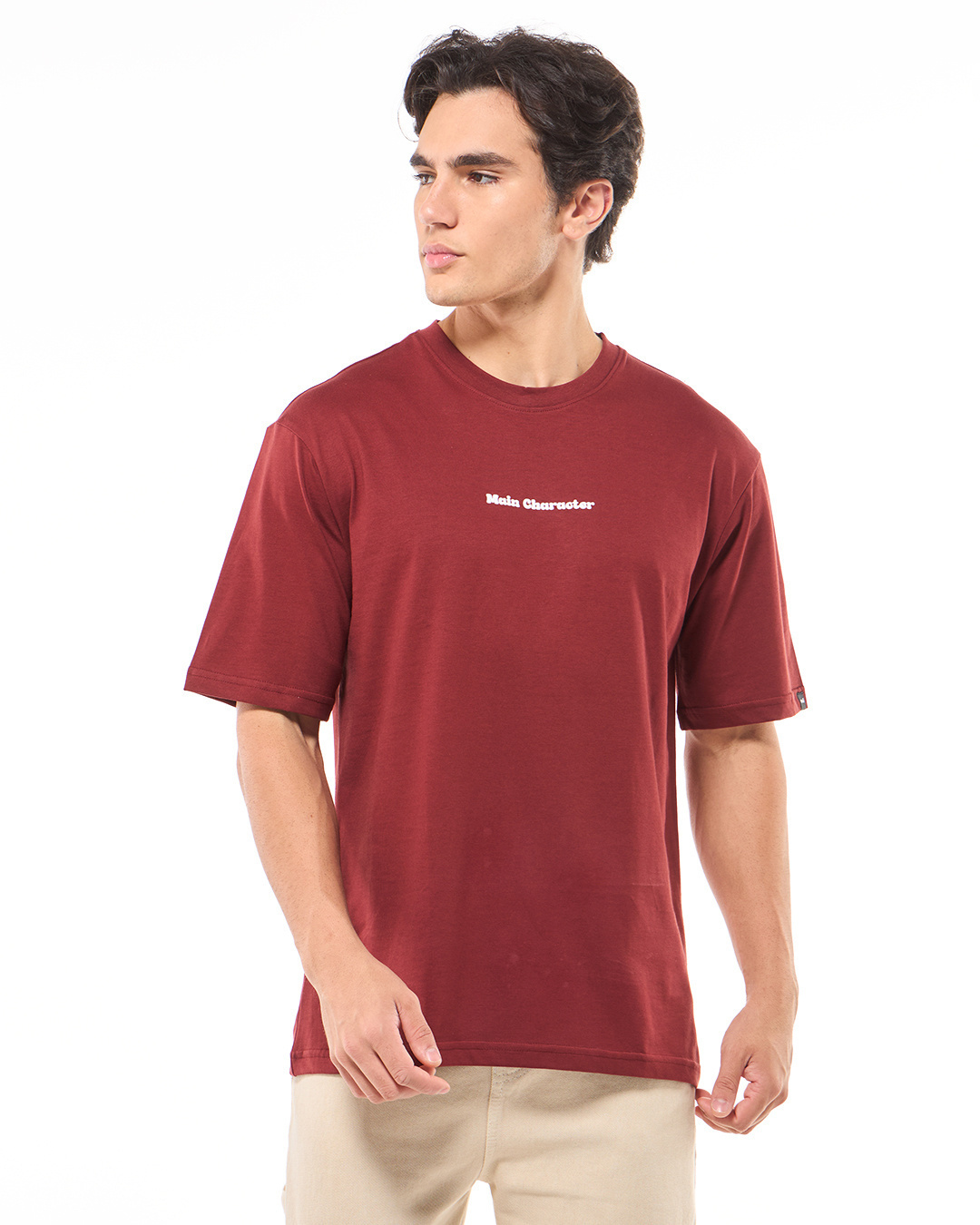 Shop Men's Brick Red Main Character Typography Oversized T-shirt-Back