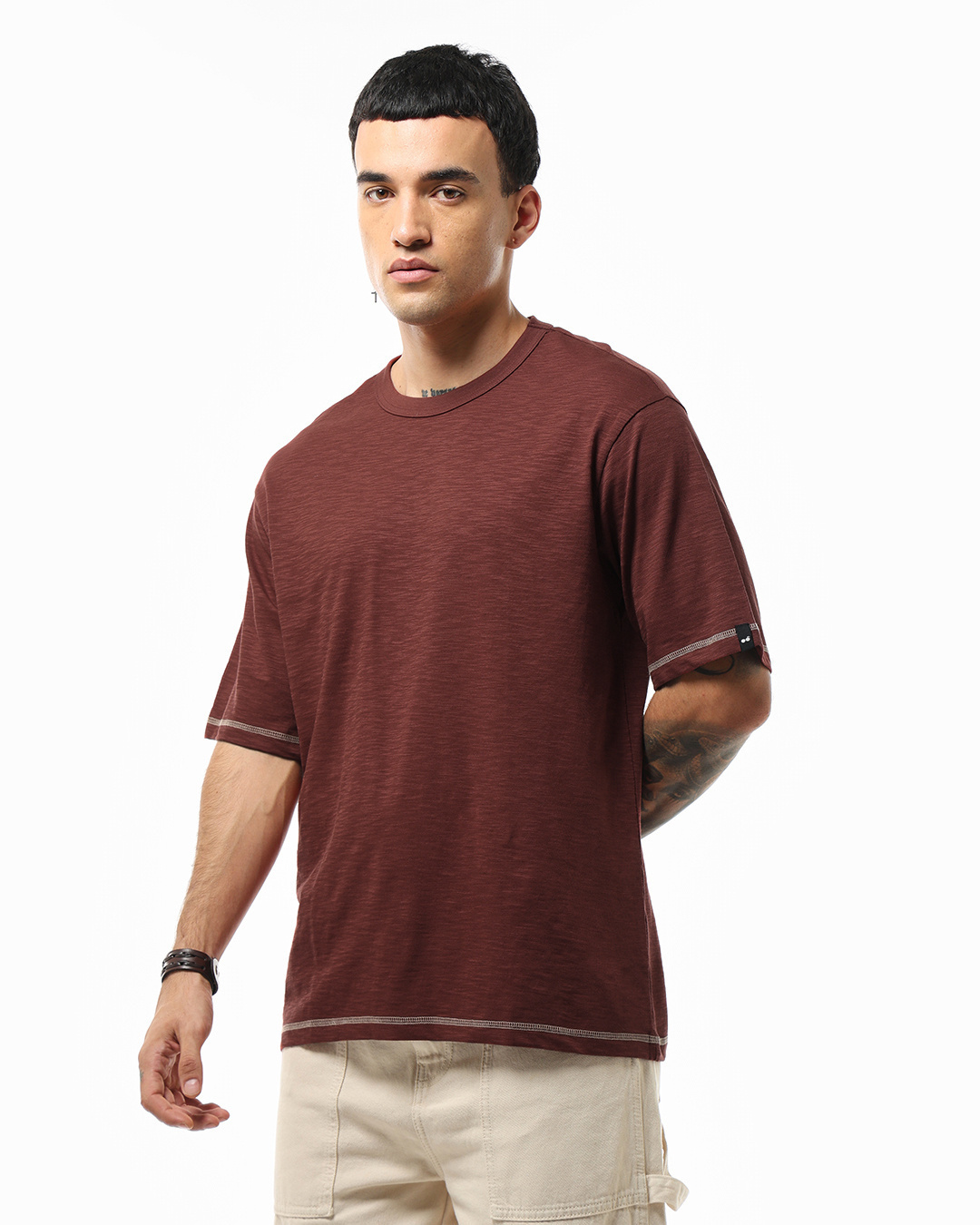 Shop Men's Brick Red Oversized T-shirt-Back