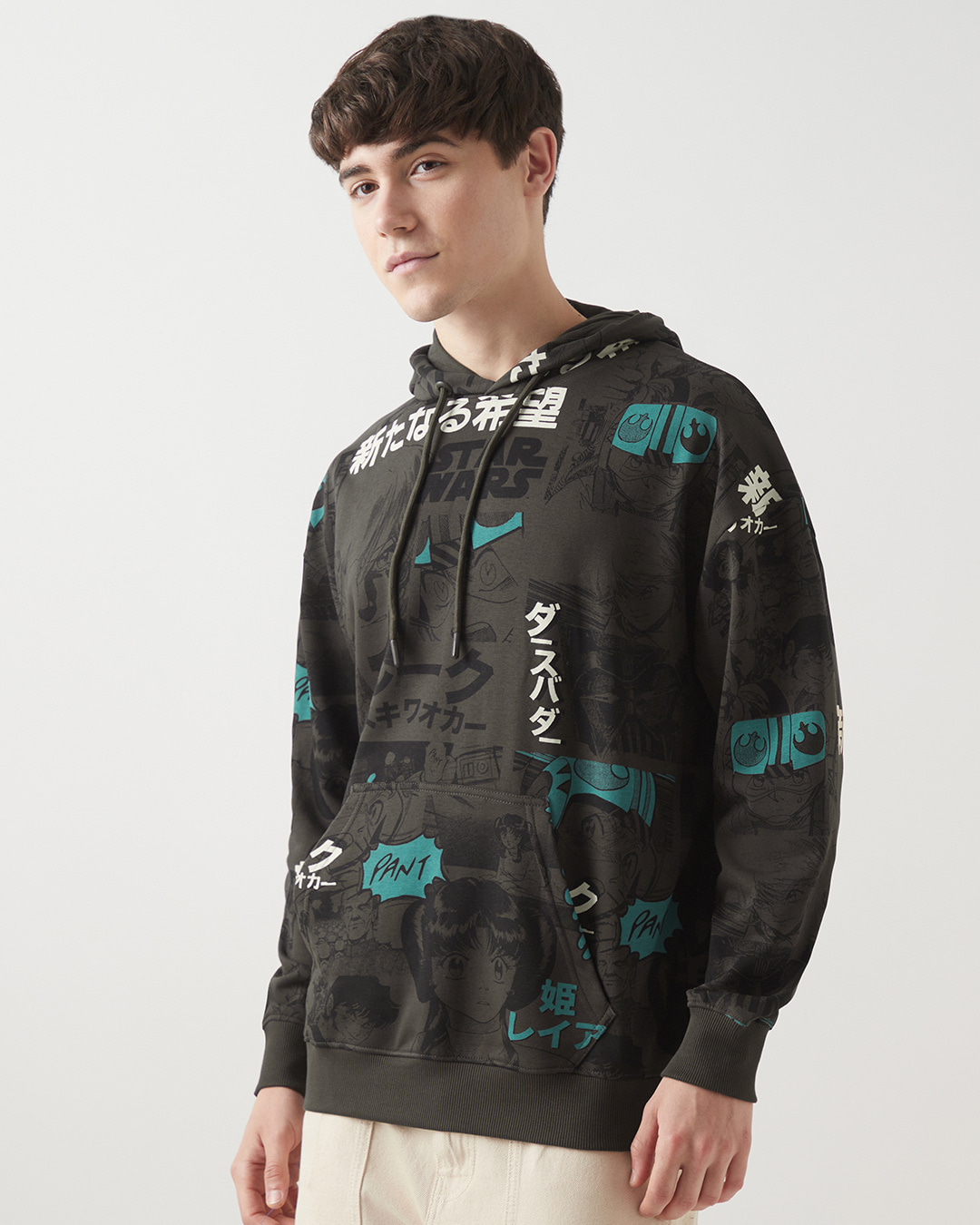 Shop Men's Brown All Over Printed  Oversized Hoodies-Back