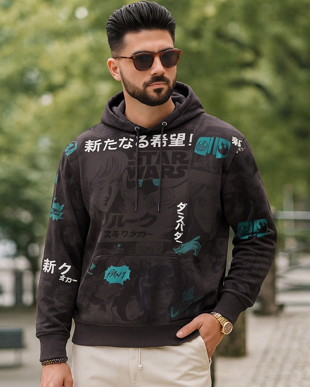 Buy Men's Brown All Over Printed Oversized Hoodies Online at Bewakoof
