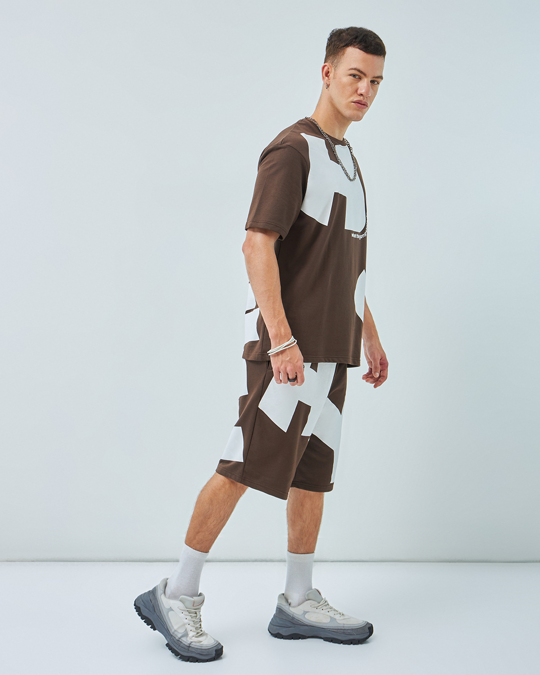Shop Men's Brown All Over Printed Oversized Plus Size Co-ordinates-Back