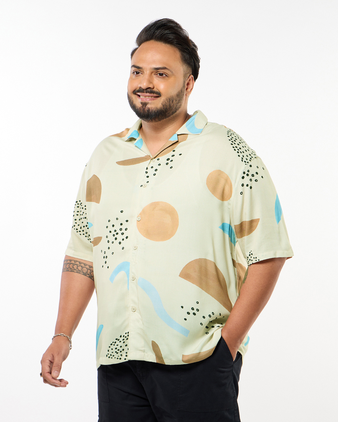 Shop Men's Brown All Over Printed Plus Size Shirt-Back