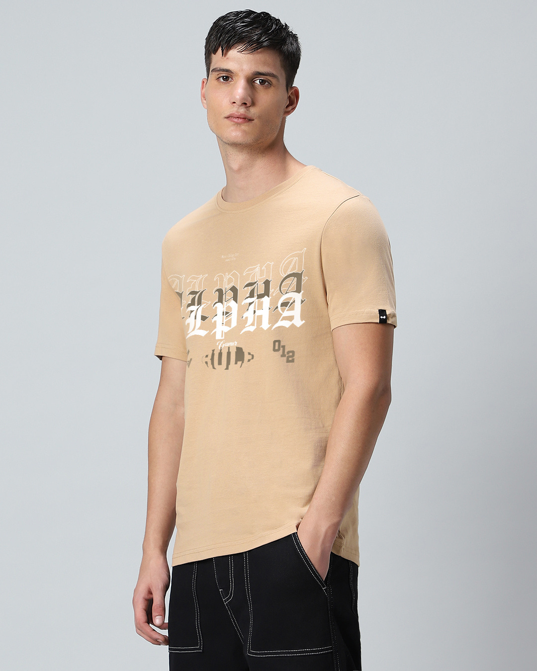 Shop Men's Brown Alpha Being Typography T-shirt-Back