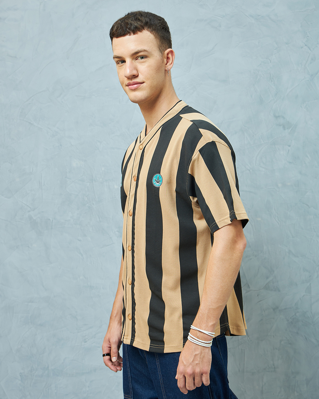 Shop Men's Brown & Black Striped Oversized Shirt-Back