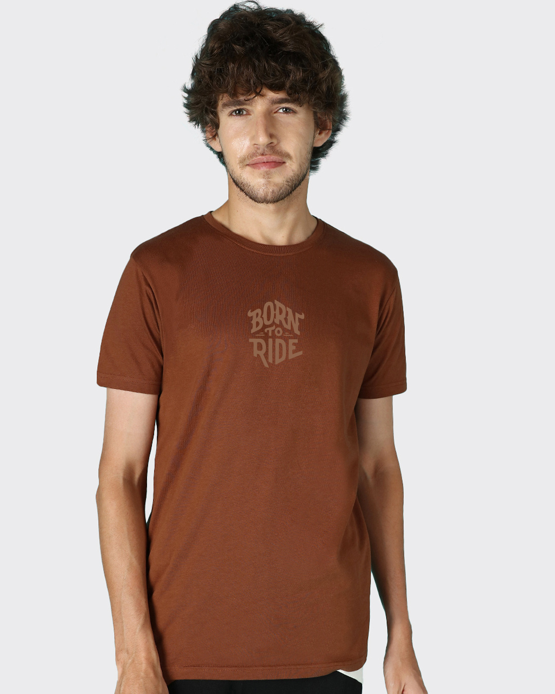 Shop Men's Brown Born To Ride Typography T-shirt-Back